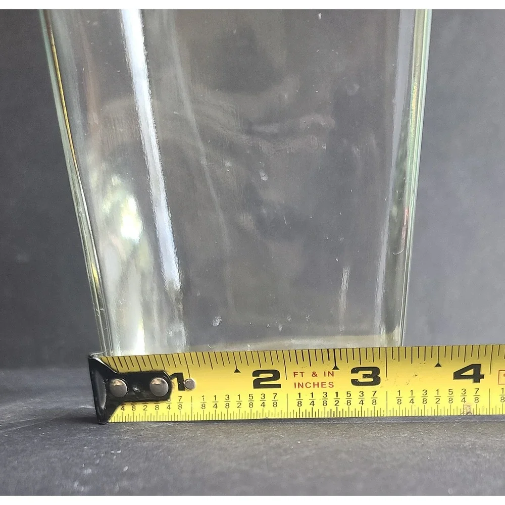 Hand Blown Art Glass Tapered Square Neck Clear Heavy Vase Floral‎ Centerpiece